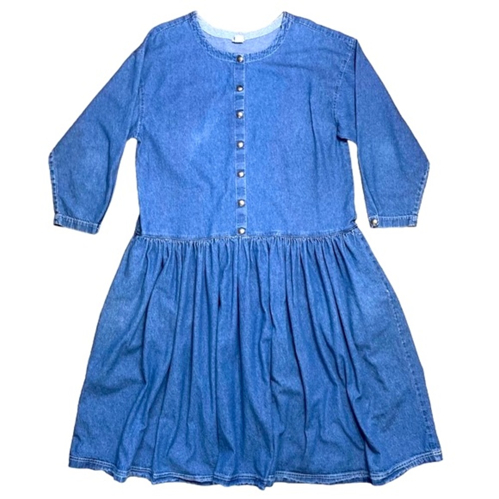 Hannah Andersson Drop Waist Denim Dress With Snap Closure Top Sz XL